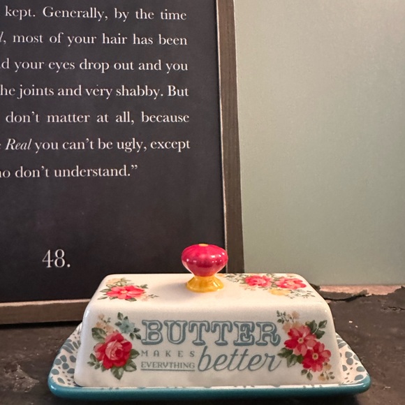 Pioneer Woman Floral Ceramic Butter Dish and Utensil holder Set - Picture 3 of 10